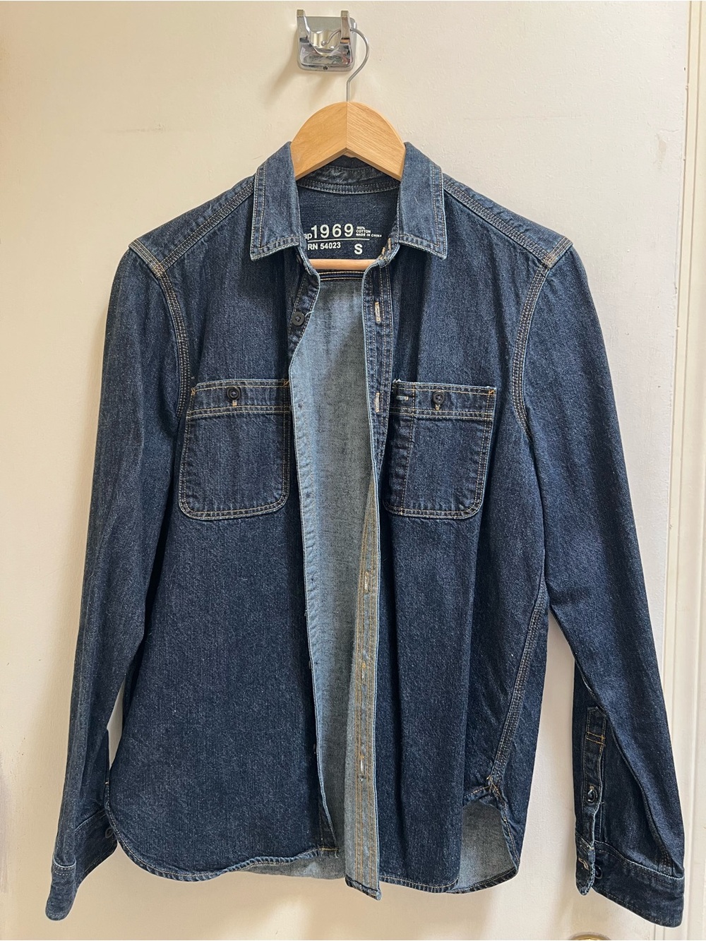 Vintage Gap 1969 Denim Button-Up Shirt Jacket - Dark Indigo EUC